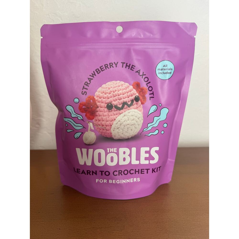 *Sold out online* Woobles Strawberry the Axolotl Collectible Crochet Kit- Sealed